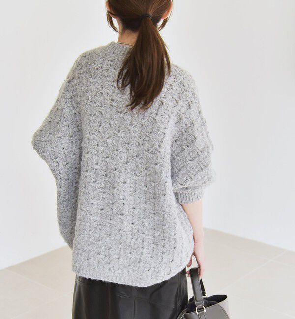 quaranciel「quaranciel:〈手洗い可能〉透かし編み クルーネック ドルマン ルーズ ニット プルオーバー」|ニット・セーター|