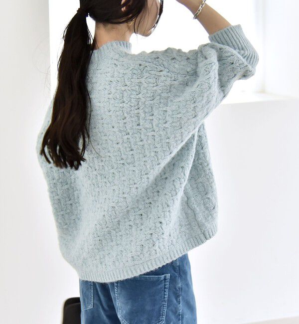 quaranciel「quaranciel:〈手洗い可能〉透かし編み クルーネック ドルマン ルーズ ニット プルオーバー」|ニット・セーター|