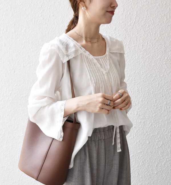 SHIPS any「SHIPS any:〈洗濯機可能〉コットン モス セーラー カラー レース ブラウス」|シャツ・ブラウス|