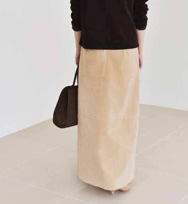 quaranciel「quaranciel:〈洗濯機可能〉ポリエステル スエード フレア マキシ スカート」|スカート|