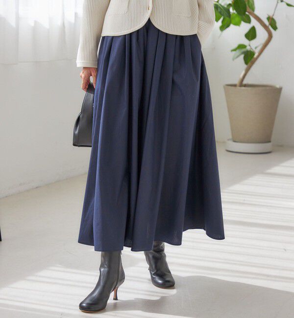 SHIPS for women「〈手洗い可能〉タイプライター チンツ タック ギャザー スカート」|スカート|