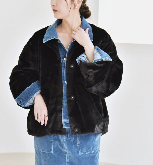 quaranciel「quaranciel: フェイクファー ノーカラー ショート ジャケット」|その他|