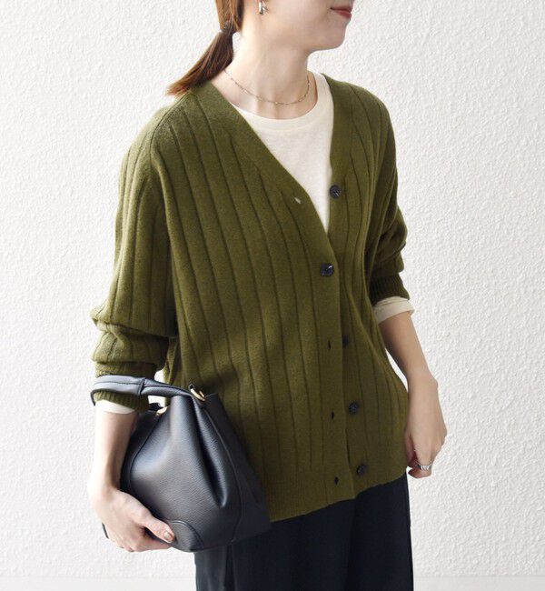 SHIPS any「SHIPS any:〈手洗い可能〉ヤク ワイドリブ Vネック ニット カーディガン」|カーディガン|