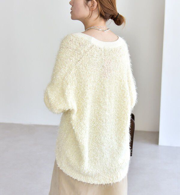 quaranciel「quaranciel:〈手洗い可能〉ネップツイード Vネック ニット カーディガン」|カーディガン|