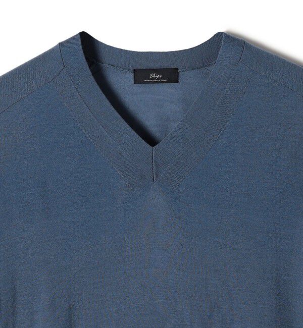 SHIPS for women「SHIPS Primary Navy Label:18G ZEGNA Vネック ニット」|ニット・セーター|