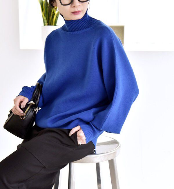 quaranciel「quaranciel:〈洗濯機可能〉タートルネック ラグラン ロングリブ ニット プルオーバー」|ニット・セーター|