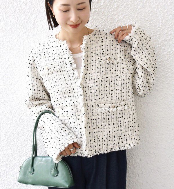 SHIPS for women「【SHIPS別注】troisiemeCHACO: ツイード ジャケット（セレモニー対応可）」|ノーカラージャケット|