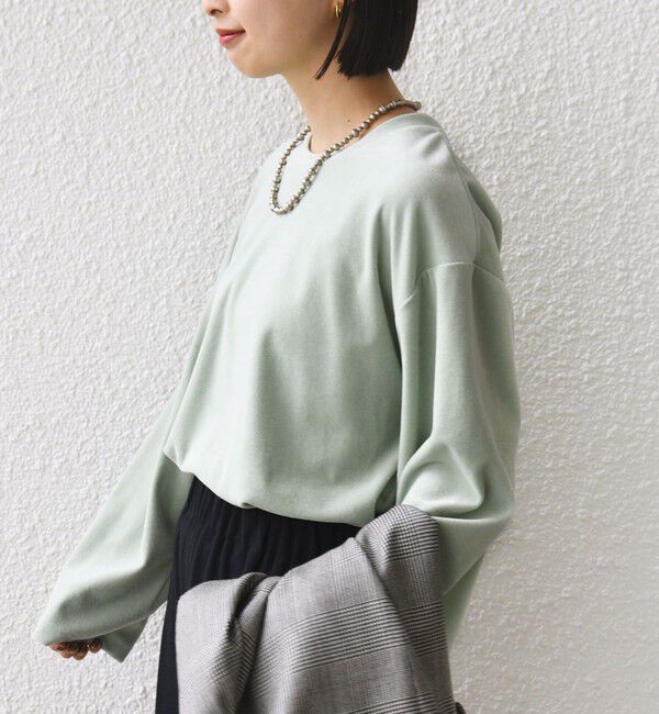 SHIPS for women「〈手洗い可能〉コットン ポリエステル ベロア ワイド スリーブ」|Tシャツ・カットソー|