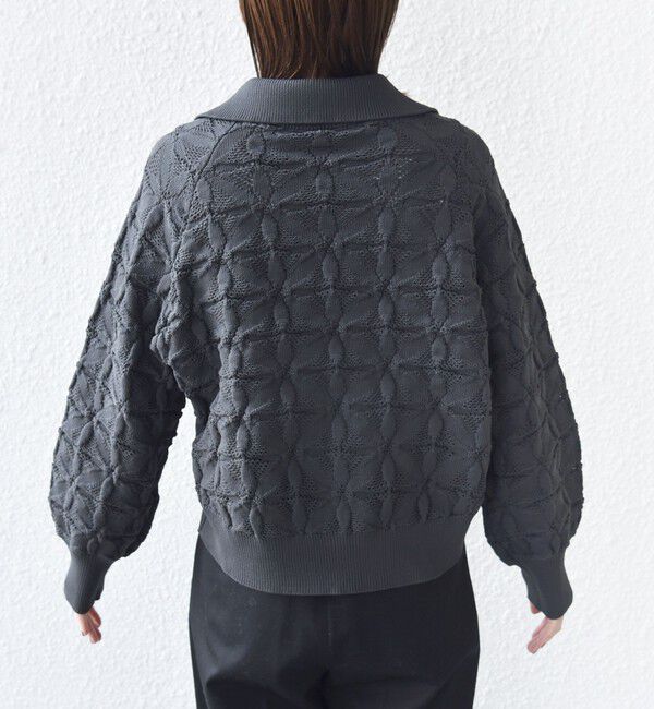 SHIPS for women「【WEB限定】〈手洗い可能〉フラワー ジャカード ジップ カーディガン」|カーディガン|