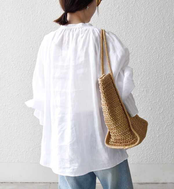 SHIPS any「SHIPS any:〈洗濯機可能〉リネン ボリューム スリーブ フレア ブラウス」|シャツ・ブラウス|