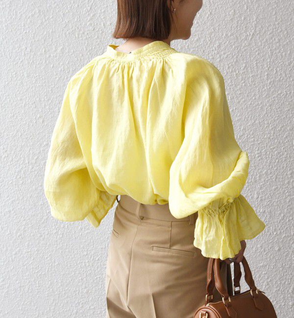 SHIPS any「SHIPS any:〈洗濯機可能〉リネン ボリューム スリーブ フレア ブラウス」|シャツ・ブラウス|