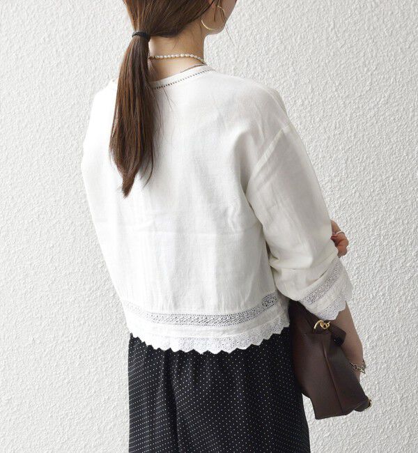 SHIPS any「SHIPS any:〈手洗い可能〉リネンミックス ハシゴレース コンパクト シャツ カーディガン」|カーディガン|