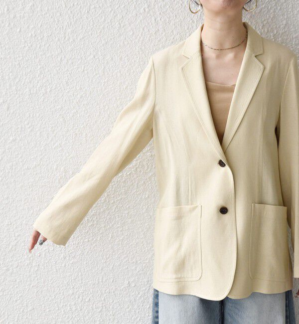 SHIPS any「SHIPS any: 〈手洗い可能〉リネンミックス テーラード ライト ジャケット」|テーラードジャケット|