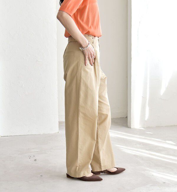 quaranciel「quaranciel:〈洗濯機可能〉コットン ベルト ハイウエスト テーパード パンツ」|チノ|