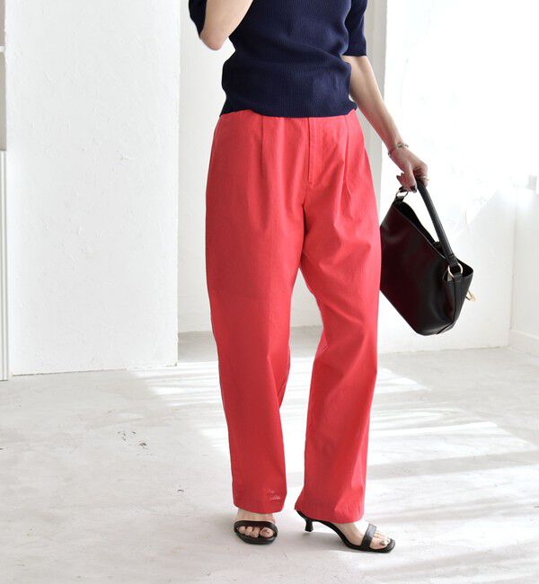 quaranciel「quaranciel:〈洗濯機可能〉コットン ベルト ハイウエスト テーパード パンツ」|チノ|