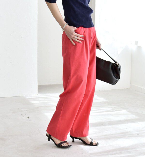 quaranciel「quaranciel:〈洗濯機可能〉コットン ベルト ハイウエスト テーパード パンツ」|チノ|