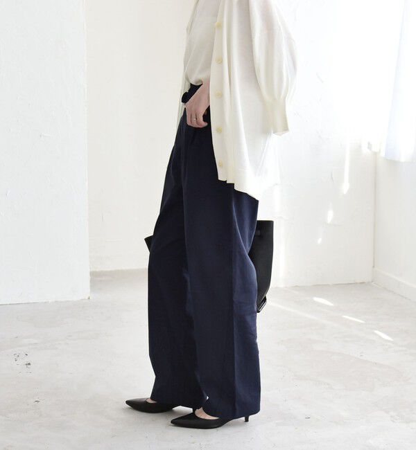 quaranciel「quaranciel:〈洗濯機可能〉コットン ベルト ハイウエスト テーパード パンツ」|チノ|