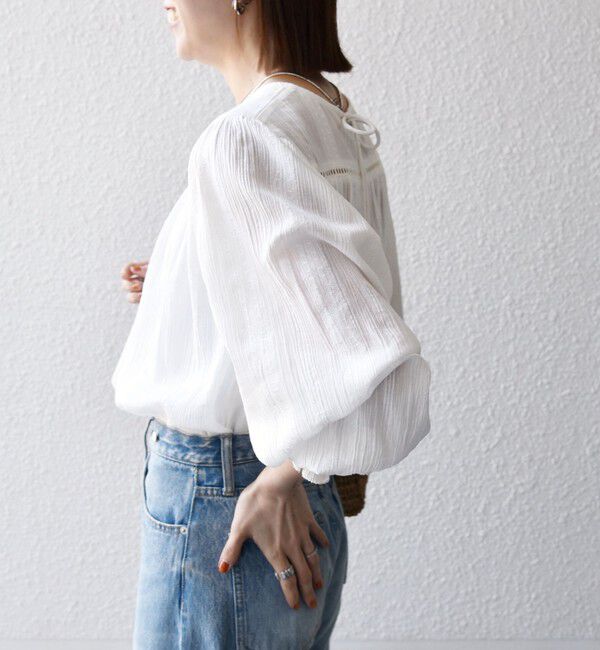 SHIPS any「《予約》SHIPS any:〈洗濯機可能〉コットン ミックス ハシゴ レース ギャザー ブラウス」|シャツ・ブラウス|