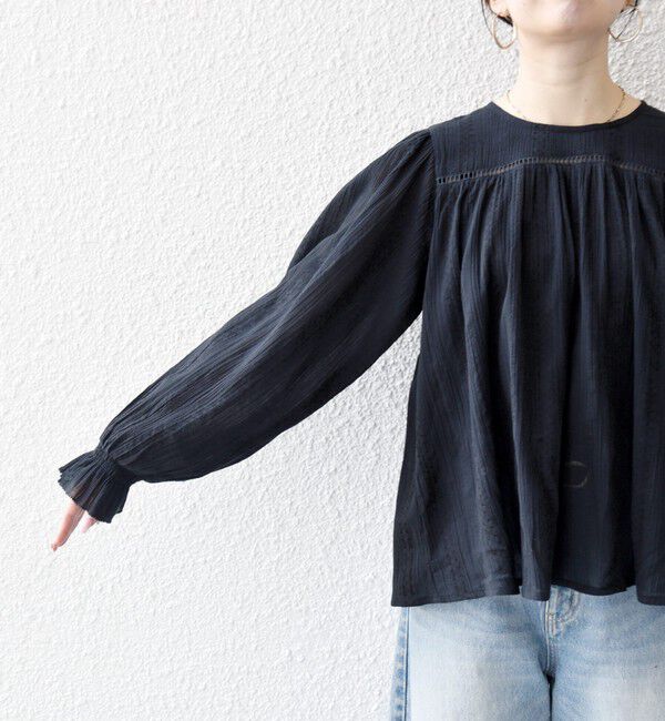 SHIPS any「《予約》SHIPS any:〈洗濯機可能〉コットン ミックス ハシゴ レース ギャザー ブラウス」|シャツ・ブラウス|