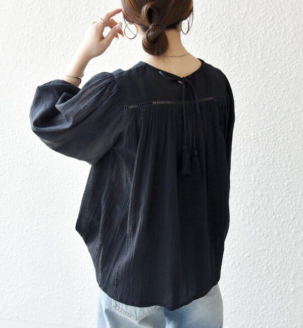 SHIPS any「《予約》SHIPS any:〈洗濯機可能〉コットン ミックス ハシゴ レース ギャザー ブラウス」|シャツ・ブラウス|