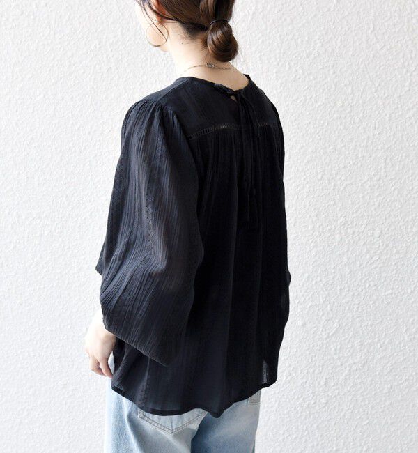 SHIPS any「《予約》SHIPS any:〈洗濯機可能〉コットン ミックス ハシゴ レース ギャザー ブラウス」|シャツ・ブラウス|