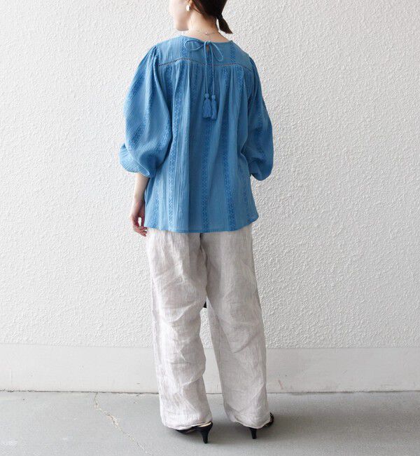 SHIPS any「《予約》SHIPS any:〈洗濯機可能〉コットン ミックス ハシゴ レース ギャザー ブラウス」|シャツ・ブラウス|