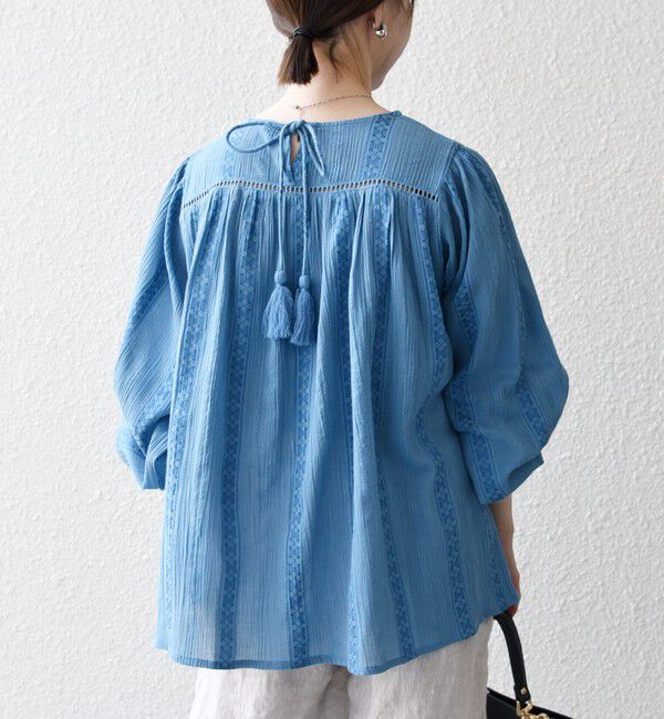 SHIPS any「《予約》SHIPS any:〈洗濯機可能〉コットン ミックス ハシゴ レース ギャザー ブラウス」|シャツ・ブラウス|