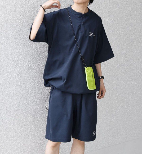 SHIPS any「【WEB限定】SHIPS any: ヘンリーTシャツ＋イージーショーツ＋パッカブルバッグ 3点セット」|Tシャツ・カットソー|ネイビー