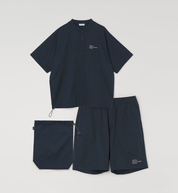 SHIPS any「【WEB限定】SHIPS any: ヘンリーTシャツ＋イージーショーツ＋パッカブルバッグ 3点セット」|Tシャツ・カットソー|