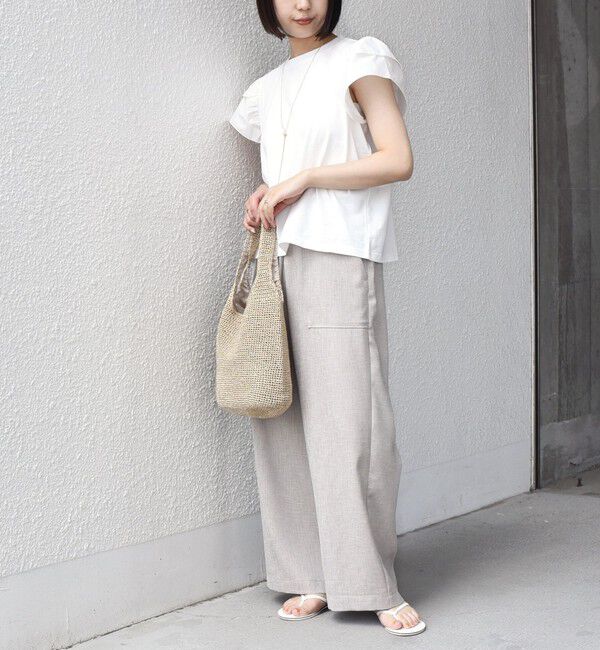 SHIPS Colors 「《予約》【WEB限定】SHIPS Colors:〈手洗い可能〉異素材 フリルスリーブ カットソー◆」|Tシャツ・カットソー|