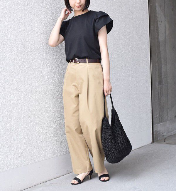 SHIPS Colors 「《予約》【WEB限定】SHIPS Colors:〈手洗い可能〉異素材 フリルスリーブ カットソー◆」|Tシャツ・カットソー|