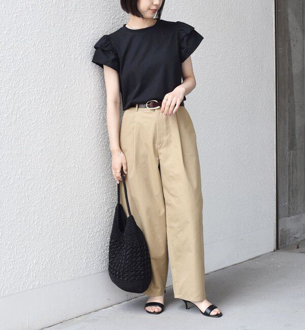 SHIPS Colors 「《予約》【WEB限定】SHIPS Colors:〈手洗い可能〉異素材 フリルスリーブ カットソー◆」|Tシャツ・カットソー|