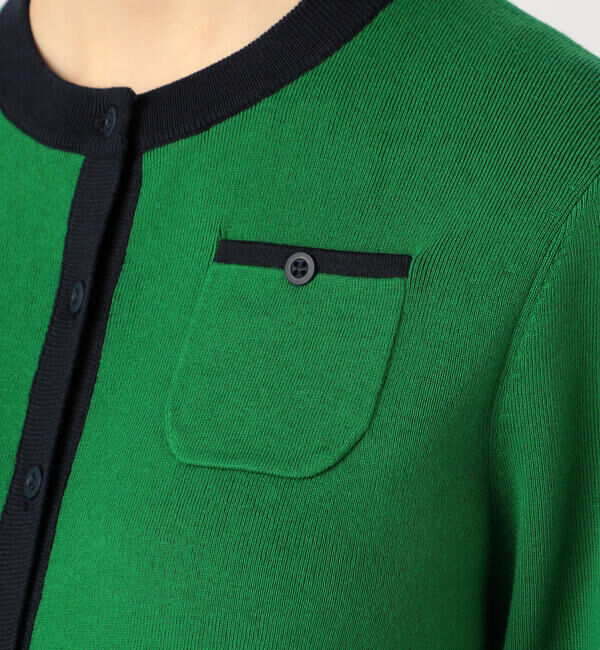 CABaN「コットンカシミヤ バイカラークルーネックカーディガン」|カーディガン|