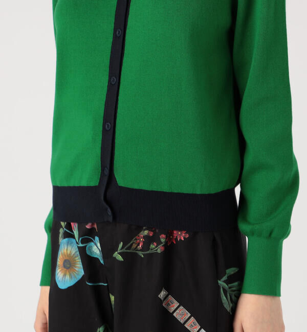 CABaN「コットンカシミヤ バイカラークルーネックカーディガン」|カーディガン|