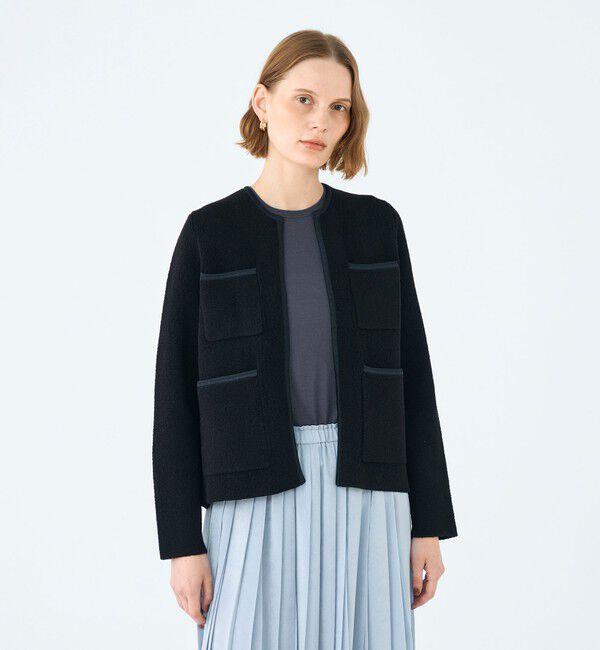 Ballsey「ウールナイロンブークレー フロントオープンカーディガン」|カーディガン|