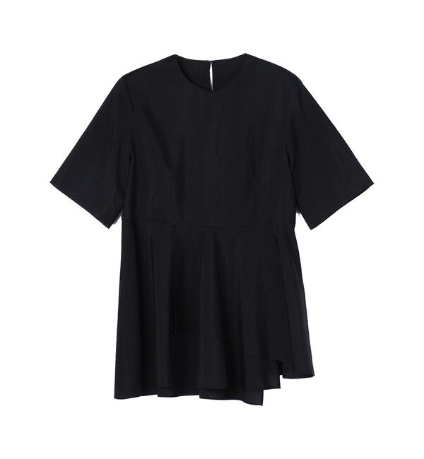 DES PRES「コットンシルクタイプライター アシンメトリーペプラムブラウス」|シャツ・ブラウス|69 ネイビー