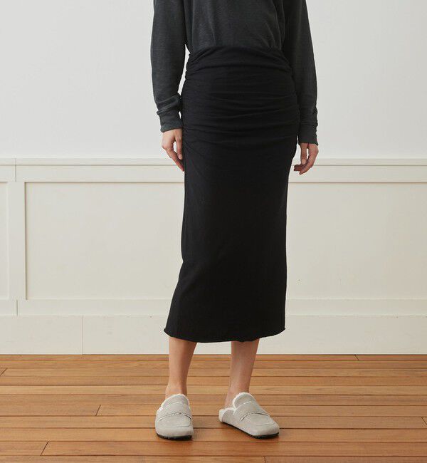 JAMES PERSE「ブラッシュドコットンジャージー サイドシャーリングスカート WRBJ5960」|タイト|