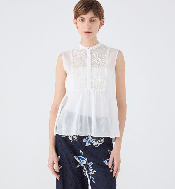 TOMORROWLAND collection「ミッシェルエンブロイダリー バンドカラーブラウス」|シャツ・ブラウス|