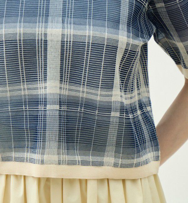 MACPHEE「シアーチェック ハーフスリーブプルオーバー」|ニット・セーター|