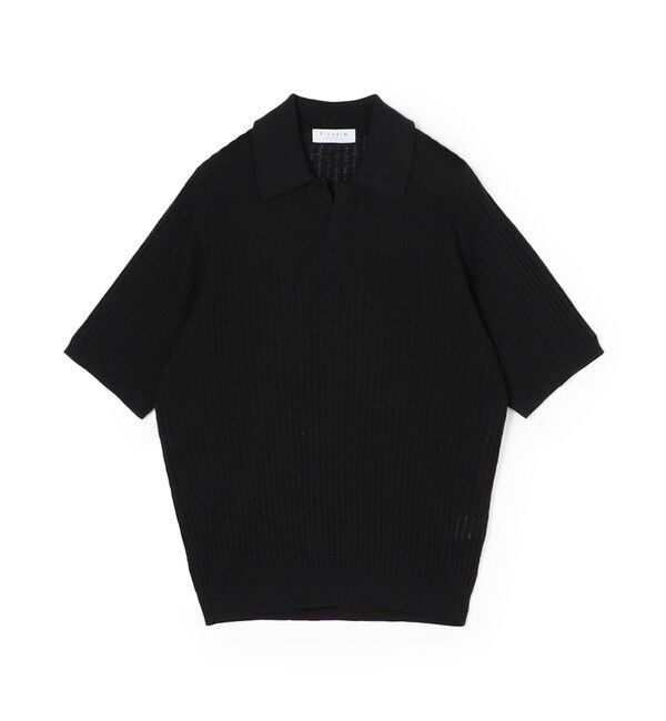 TOMORROWLAND MENS「リネンコットンナイロンプレーティング スキッパーニット」|ニット・セーター|19 ブラック