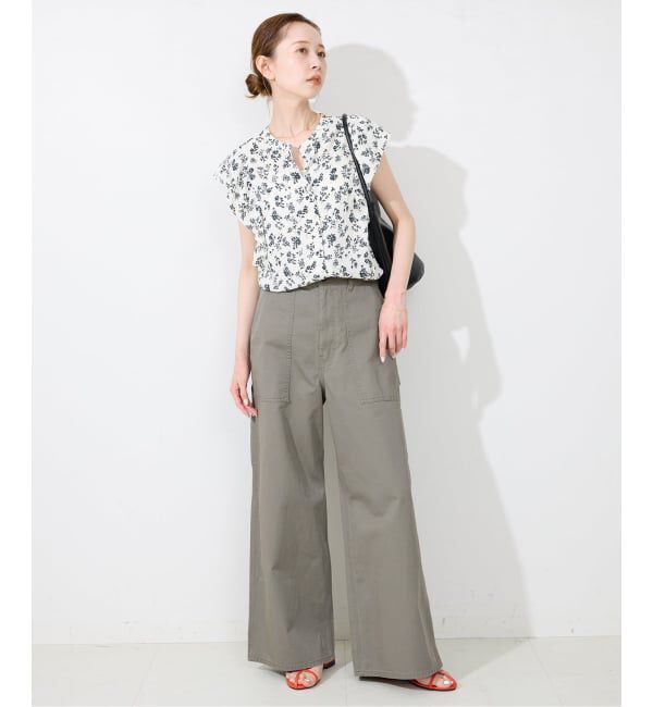 SLOBE IENA「《WEB限定/追加予約》フレンチフリルスリーブフラワーブラウス」|シャツ・ブラウス|