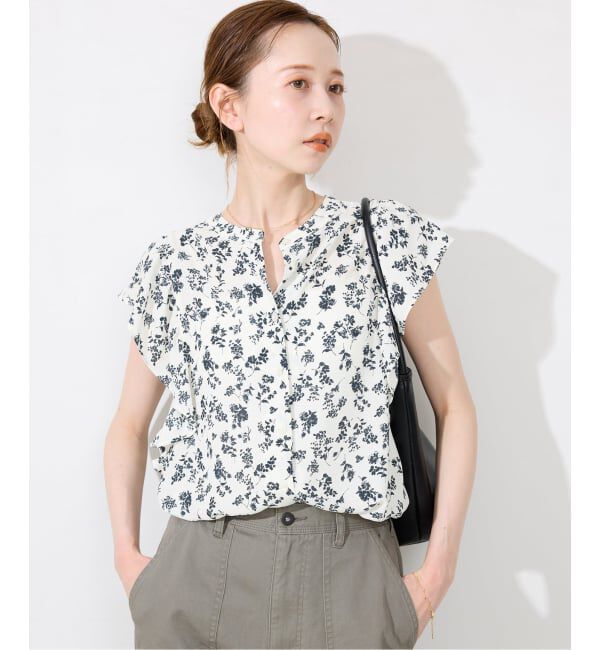SLOBE IENA「《WEB限定/追加予約》フレンチフリルスリーブフラワーブラウス」|シャツ・ブラウス|