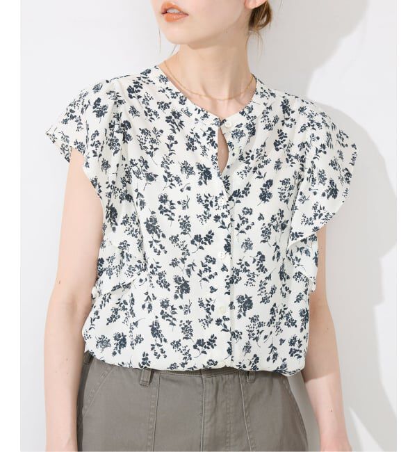 SLOBE IENA「《WEB限定/追加予約》フレンチフリルスリーブフラワーブラウス」|シャツ・ブラウス|