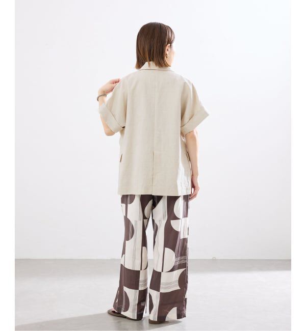 IENA「《予約》ウォッシャブル リネン混Wハーフジャケット」|テーラードジャケット|