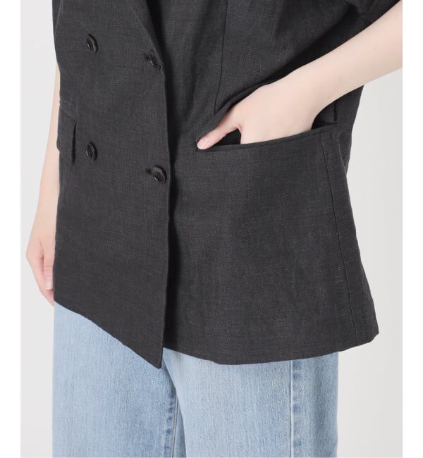 IENA「《予約》ウォッシャブル リネン混Wハーフジャケット」|テーラードジャケット|
