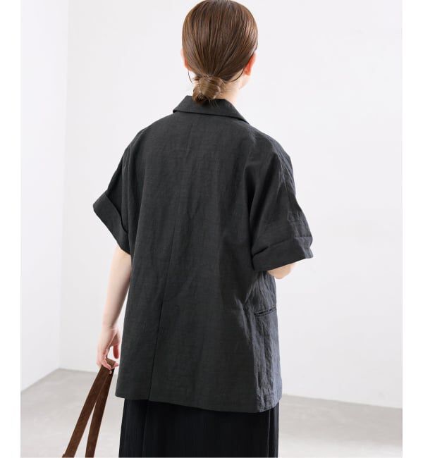 IENA「《予約》ウォッシャブル リネン混Wハーフジャケット」|テーラードジャケット|