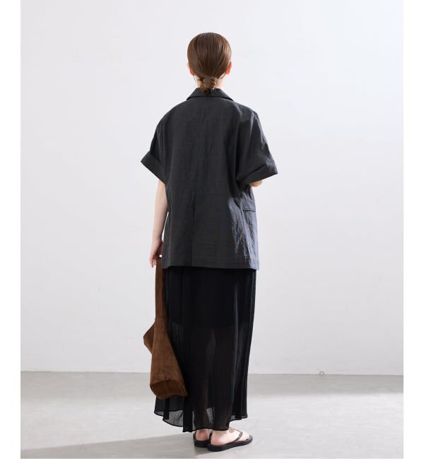 IENA「《予約》ウォッシャブル リネン混Wハーフジャケット」|テーラードジャケット|