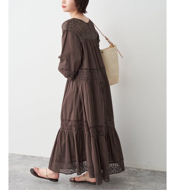 Spick and Span「《新色有り / 追加》HYUレースギャザーワンピース」|ワンピース|ブラウン