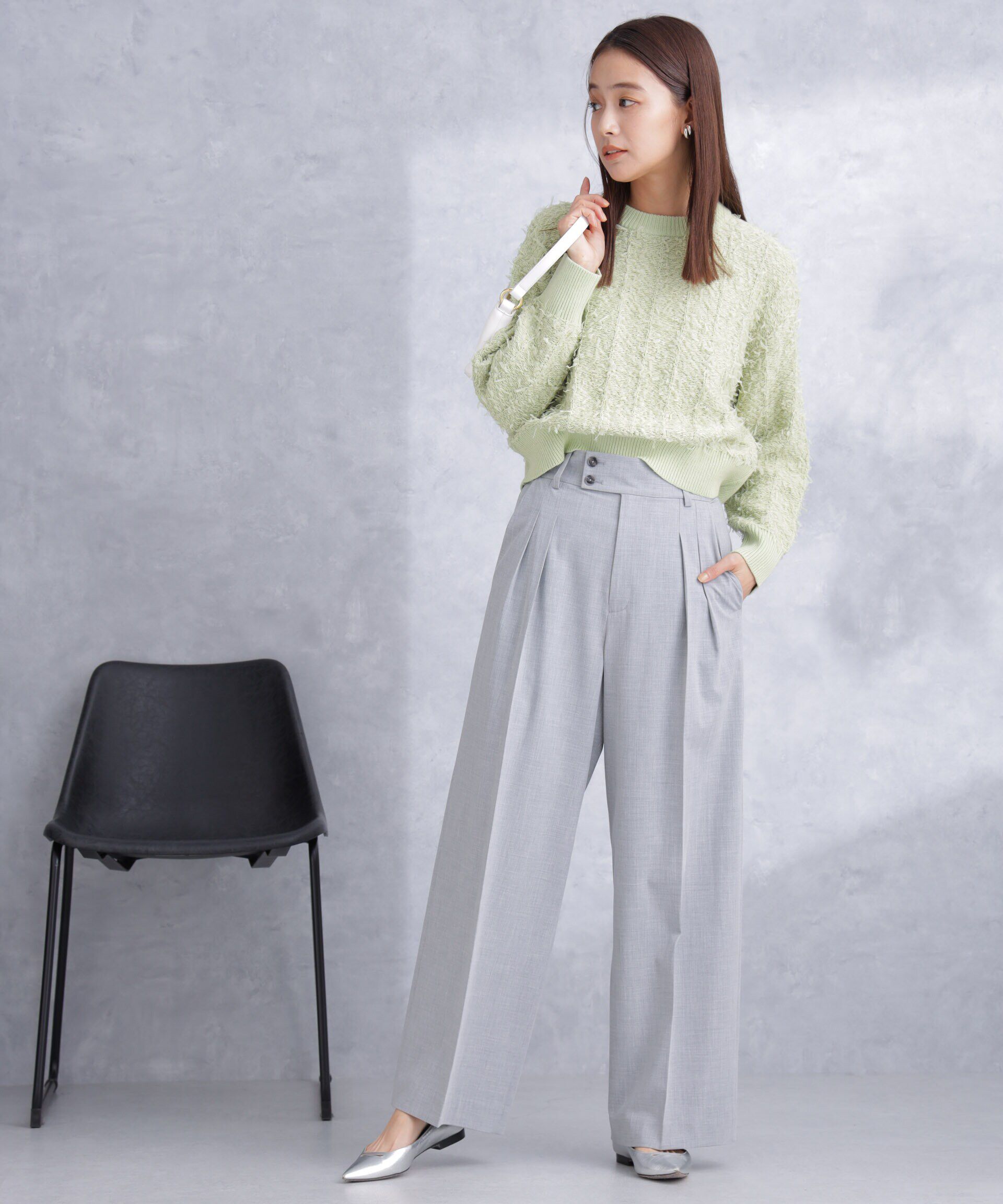 nano･universe「トロストレッチ2タックワイドパンツ（セットアップ可）」|スラックス|