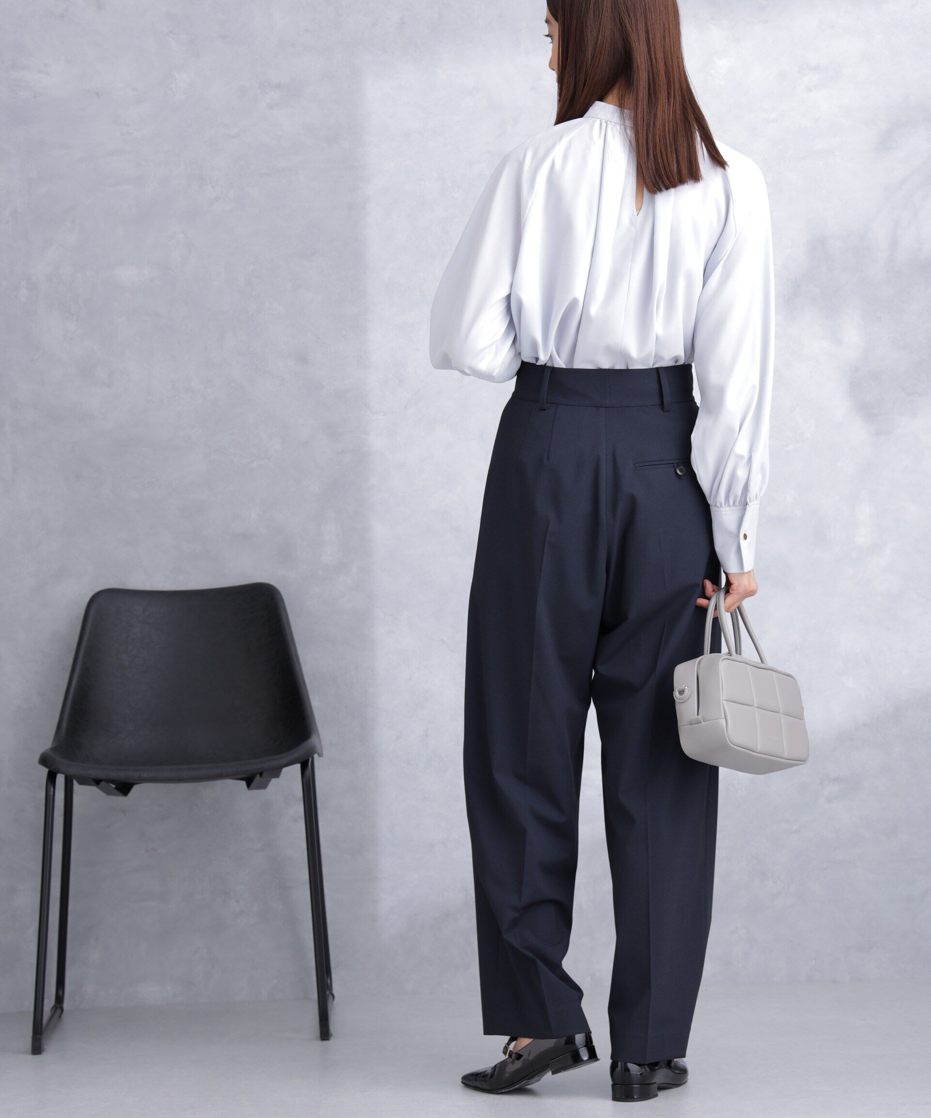 nano･universe「トロストレッチ2タックワイドパンツ（セットアップ可）」|スラックス|